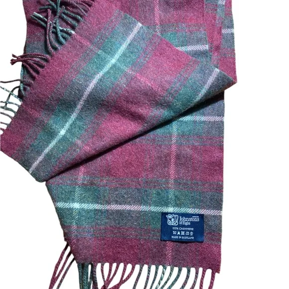 Johnstons of Elgin 100% Cashmere Tartan Plaid Fringe Scarf Made in Scotland - Picture 4 of 4